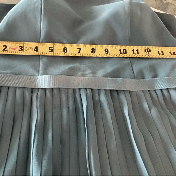 Davids Bridal Bridesmaid Dress Steel Blue Sz 4 Chiffon Halter Neck Pleated Skirt - Picture 16 of 16